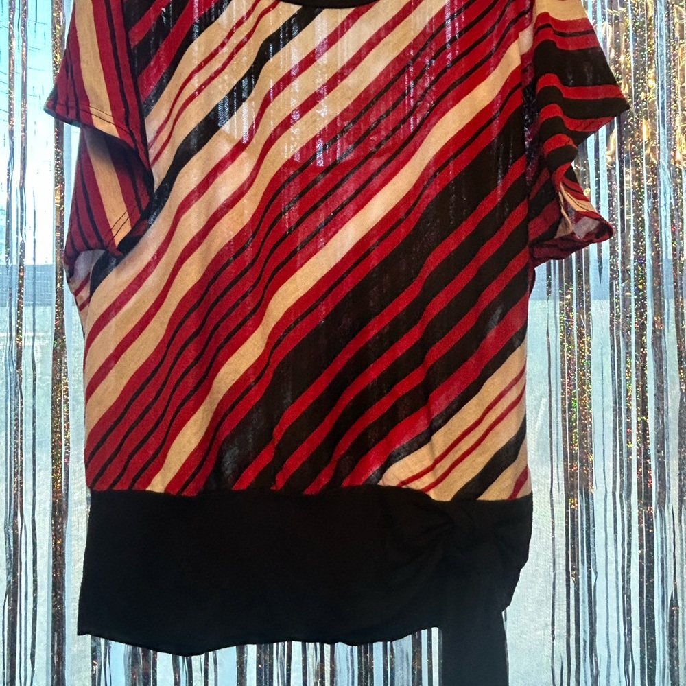Striped Red and Black Women's Top